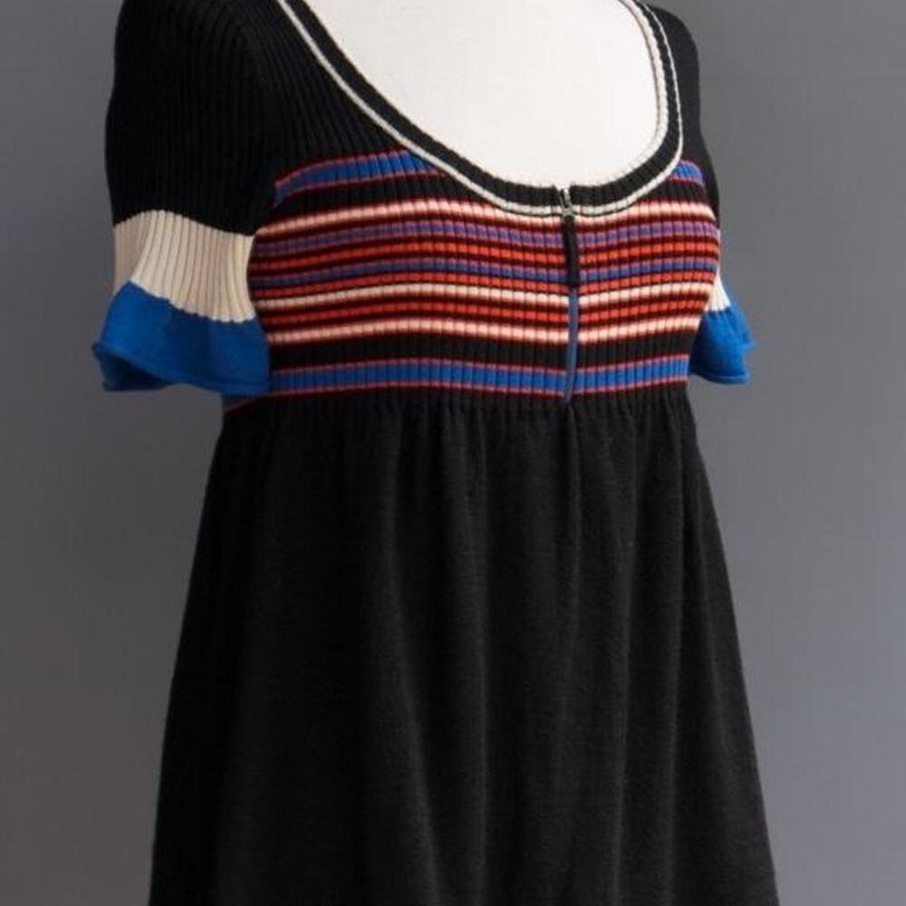 Free People Black and multi coloured striped knit top